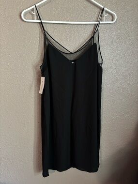 Babaton Black Slip Dress with Sheer Mesh Yoke